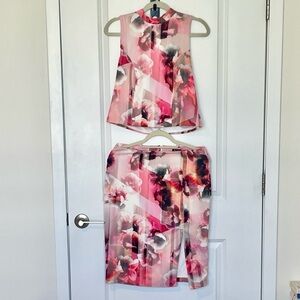Bardot Pink Floral Two-Piece Skirt Set